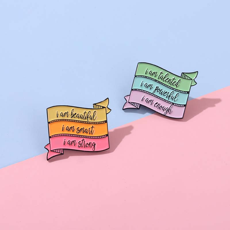 Fun Quotes Enamel Pins Custom Choose I Am Beautiful Brooches Dialog Badge Denim Shirt Lapel Pin Bag Jewelry Gift