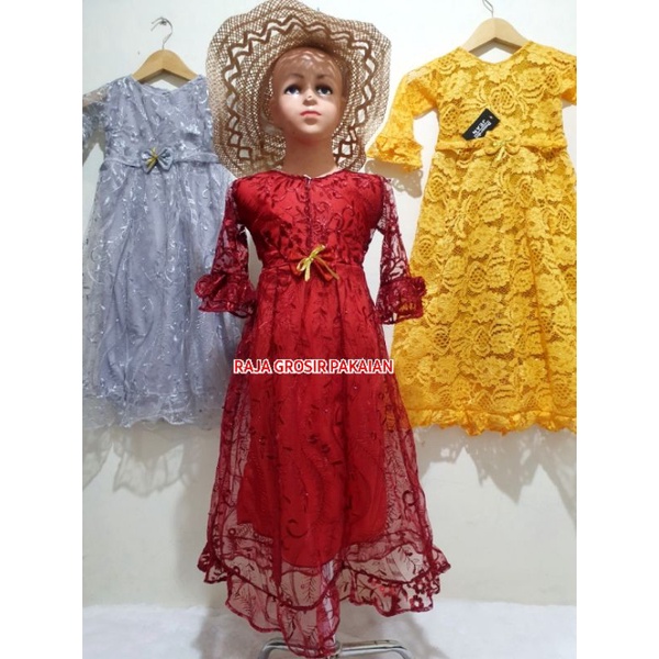 Baju Gamis Anak Rara Full Brukat Estimasi Usia 2-12 Thn Quality Premium / Baju Pesta Anak