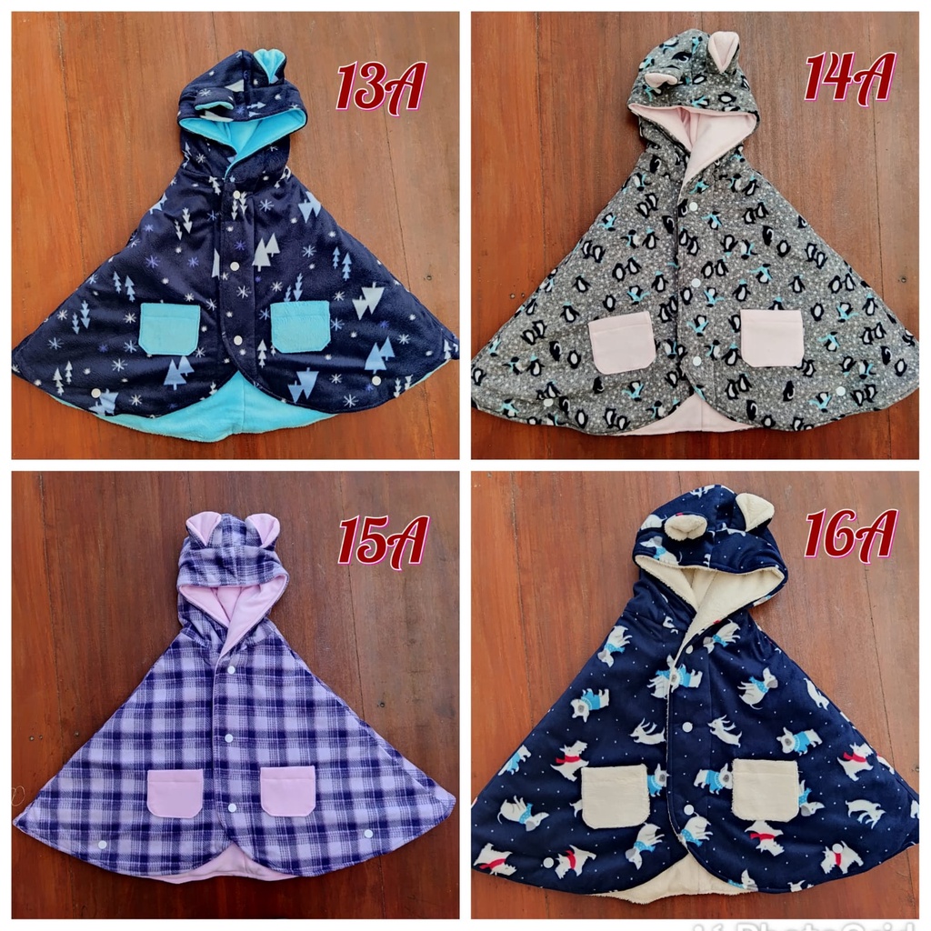 baby cape selimut dan jaket baby plus tudung kepala motif 1A-20A