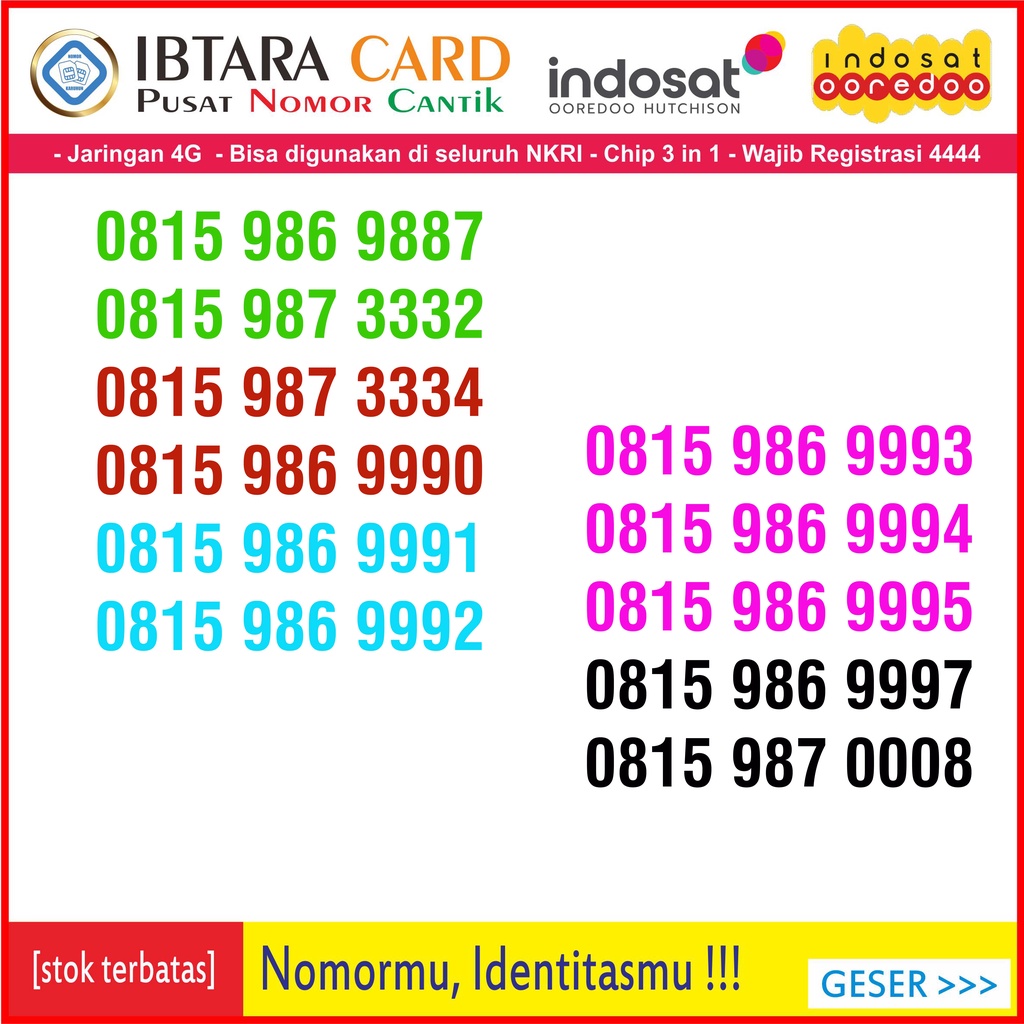 Nomor Cantik Indosat Kartu Perdana Im3 Cantik 11 Digit Kode I-250