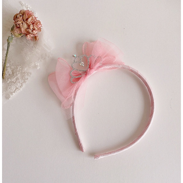 Bando Pita Korea / Bando Mutiara Anak Renda Motif Mahkota Edith