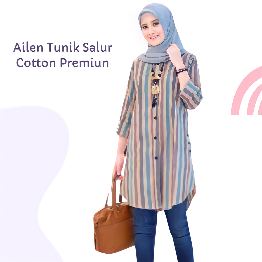 BAJU ATASAN WANITA TUNIK AILEN / TUNIK KANCING / TUNIK SALUR KATUN PREMIUM