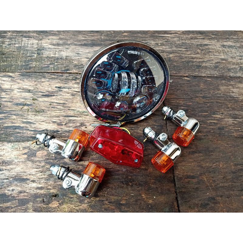 paket lampu daymaker 16 led set batok yl plus stop bsa plus sen palu