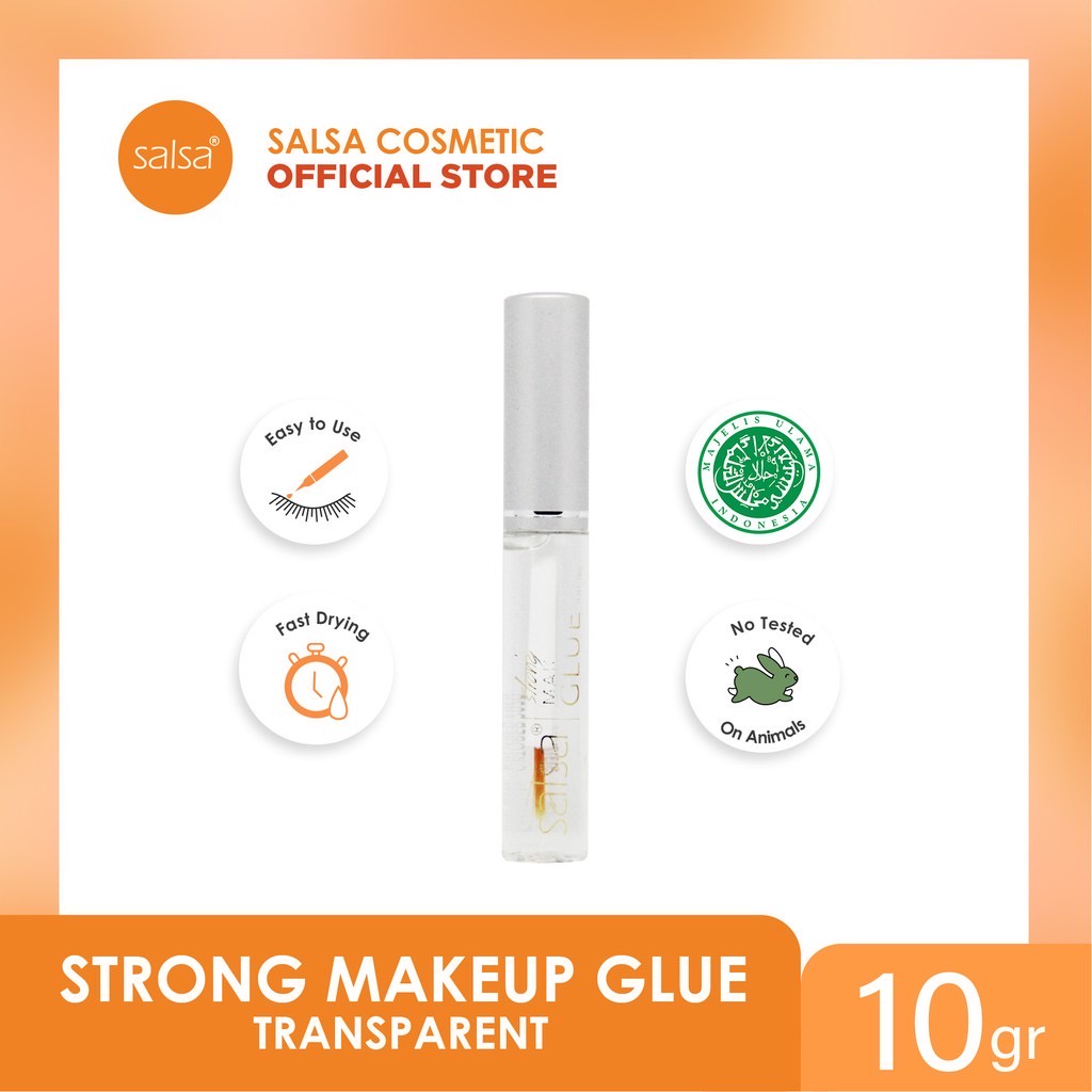 SALSA Strong Makeup Glue Indonesia / Lem Bulu Mata Lipatan Eyelid / Transparent White Black / Transparan Putih Hitam 10gr / Eyelash Eye Lid / Cosmetic Beauty Tools Curler Sponge Brush Palette Kuas Spons / Eyeliner Eyebrow Mascara Pensil Alis / Paket Wajah