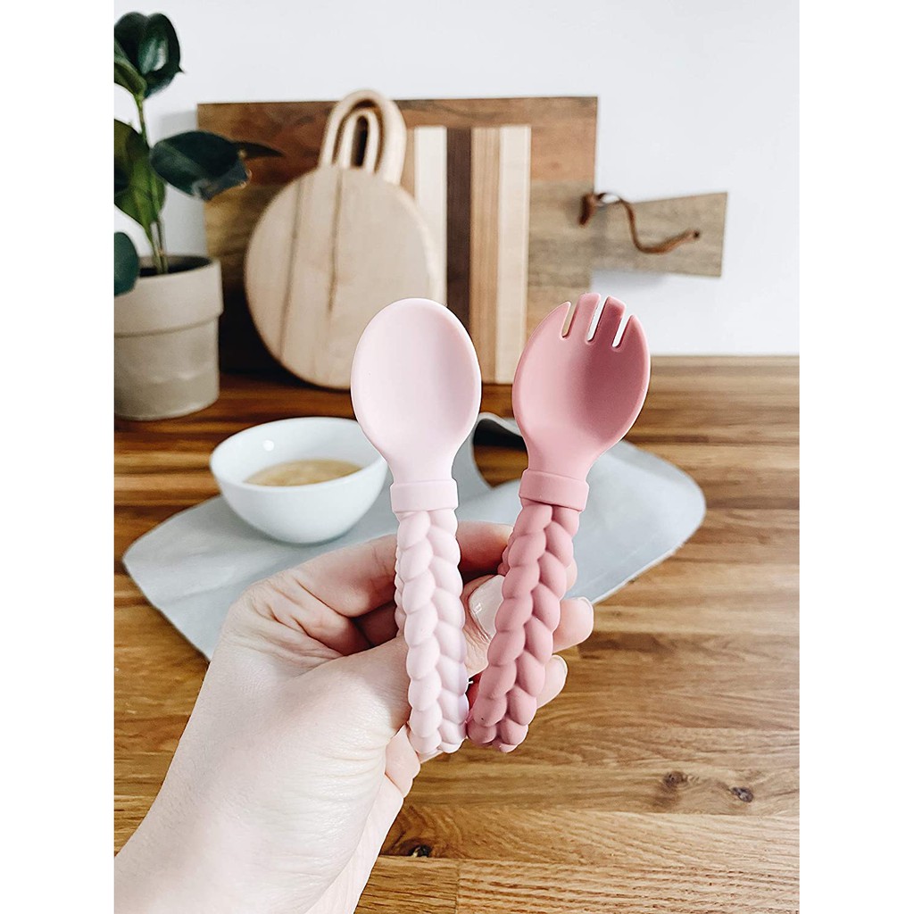 Itzy Ritzy Silicone Sweetie Spoon &amp; Fork Set Baby Utensil Set Sendok Garpu Anak Bayi Training Mpasi Kids Ana