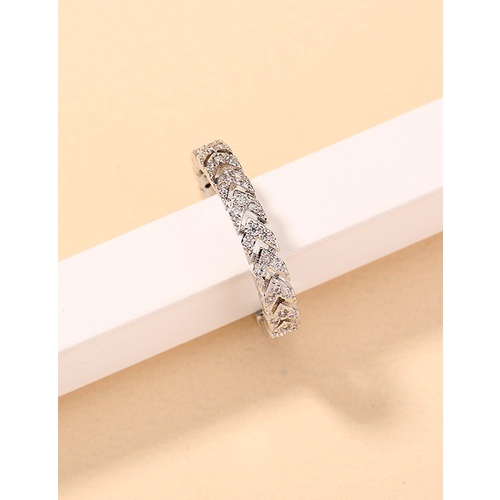 LRC Cincin  Fashion Silver Arrow Leaf Inlaid Zircon Ring P57536