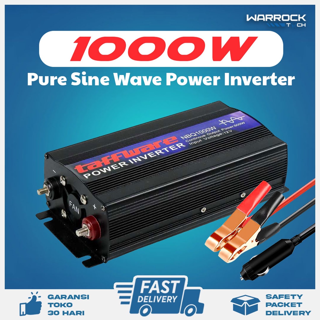 Jual Taffware 1000W Power Inverter Mobil Aki 12V 24V DC ke AC PSW Pure