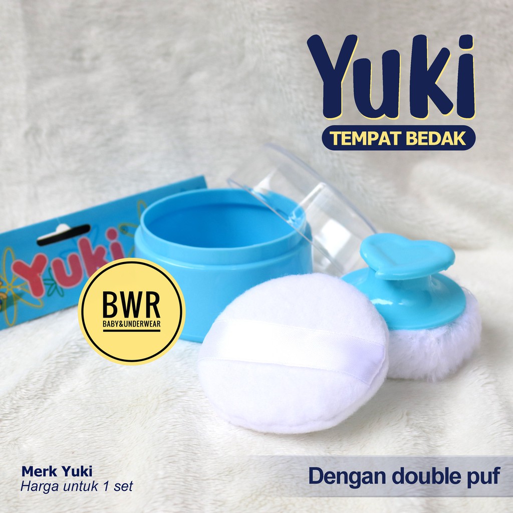 TB YUKI Single / 1, 2 Puf Tempat Bedak Bayi Dua Spons | Bwr