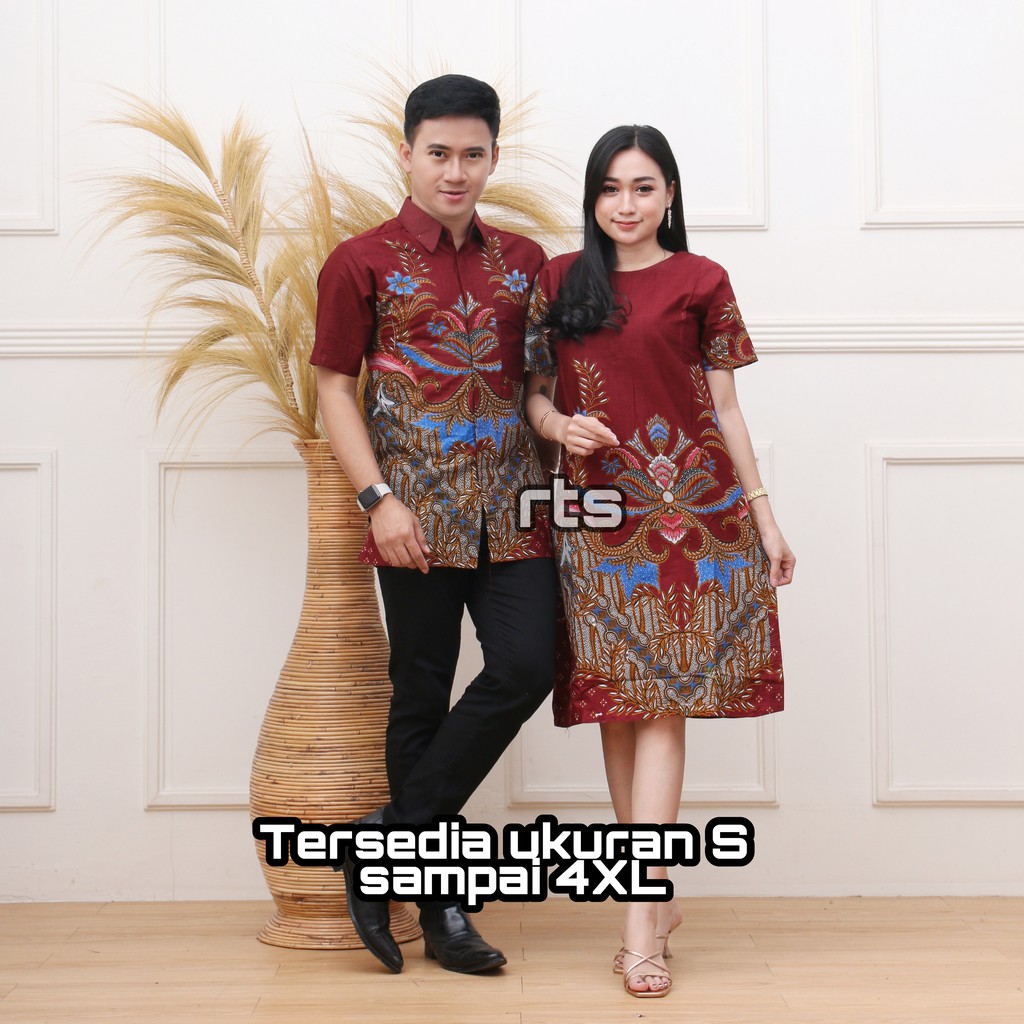 BISA DIBELI TERPISAH BATIK COUPLE FAMILY MOTIF MAHKOTA MERAH