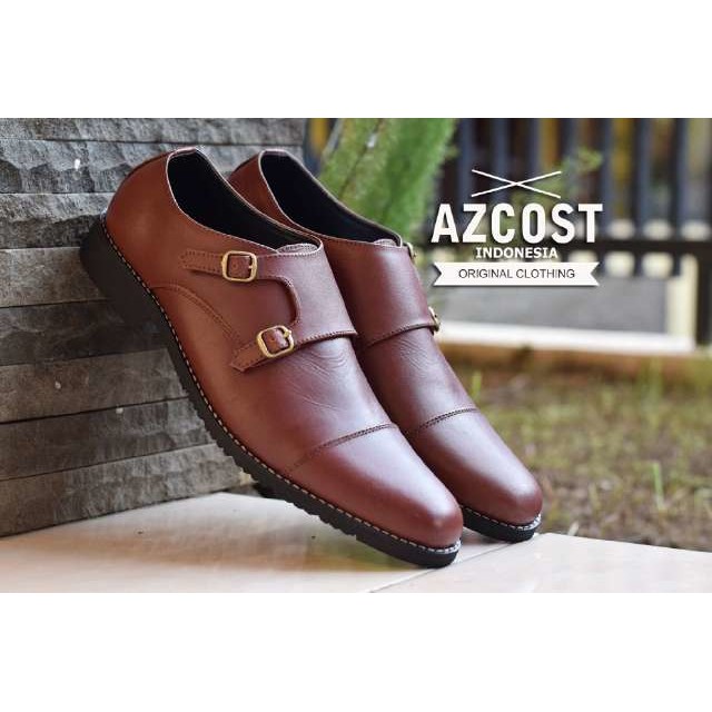 SEPATU PRIA | SEPATU MURAH | SEPATU HANDMADE BANDUNG | SEPATU AZCOST MONKSTRAP  COKLAT