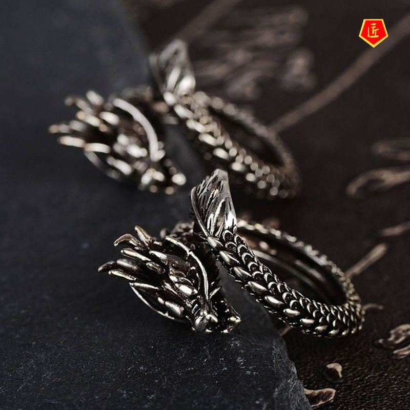 [Ready Stock]Retro 925 Silver Domineering Dragon Ring Classic