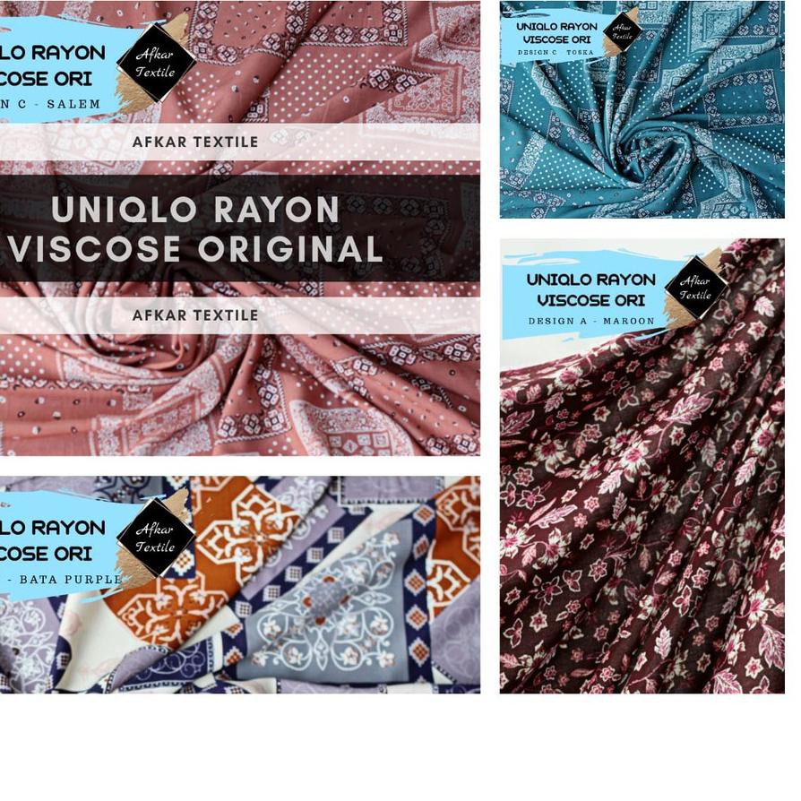 Dapatkan Sekarang Kain Rayon Viscose Motif by Uniqlo / Original Import [Lebar 1.5 Meter] #