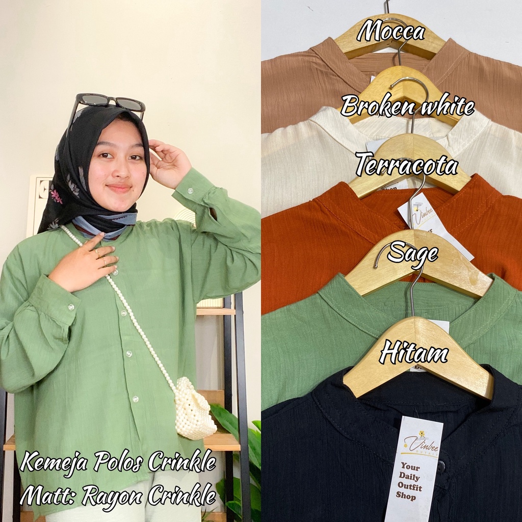 KEMEJA BASIC RAYON CRINCLE PREMIUM - ATASAN WANITA CRINKLE