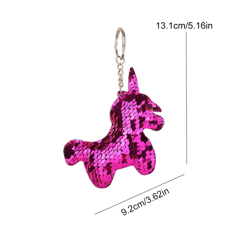 Fashion Lucu Shiny Unicorn Pendant Keychain Glitter Sequin Pony Key Chain Untuk Wanita Tas Liontin Aksesoris Ponsel Dekorasi Keyring