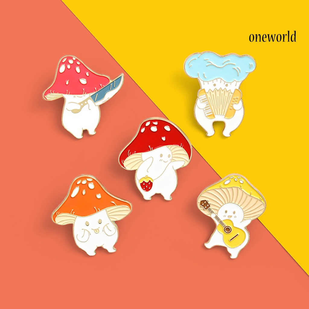 OW@ Cartoon Cute Mushroom Knife Guitar Enamel Student Brooch Pin Badge Jewelry Gift