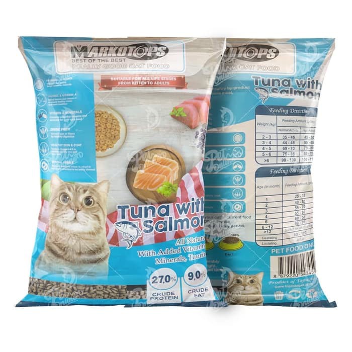 Markotops Dry Tuna Salmon 1KG Cat Food Makanan Kucing Pelet