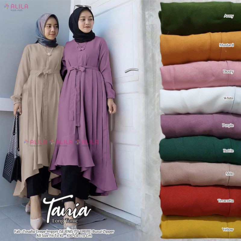 tania long tunik ori by alila hijab / tunik jumbo / tunik busui