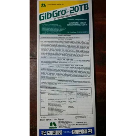 Gibgro 20TB Asam Giberelat 20% Tablet ZAT PENGATUR TUMBUH