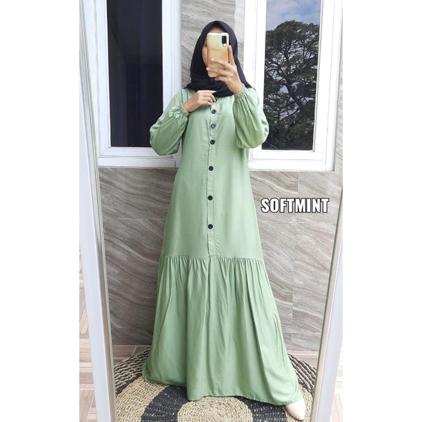 Gamis Rayon Twill  Polos Kancing / Gamis Kancing Susun