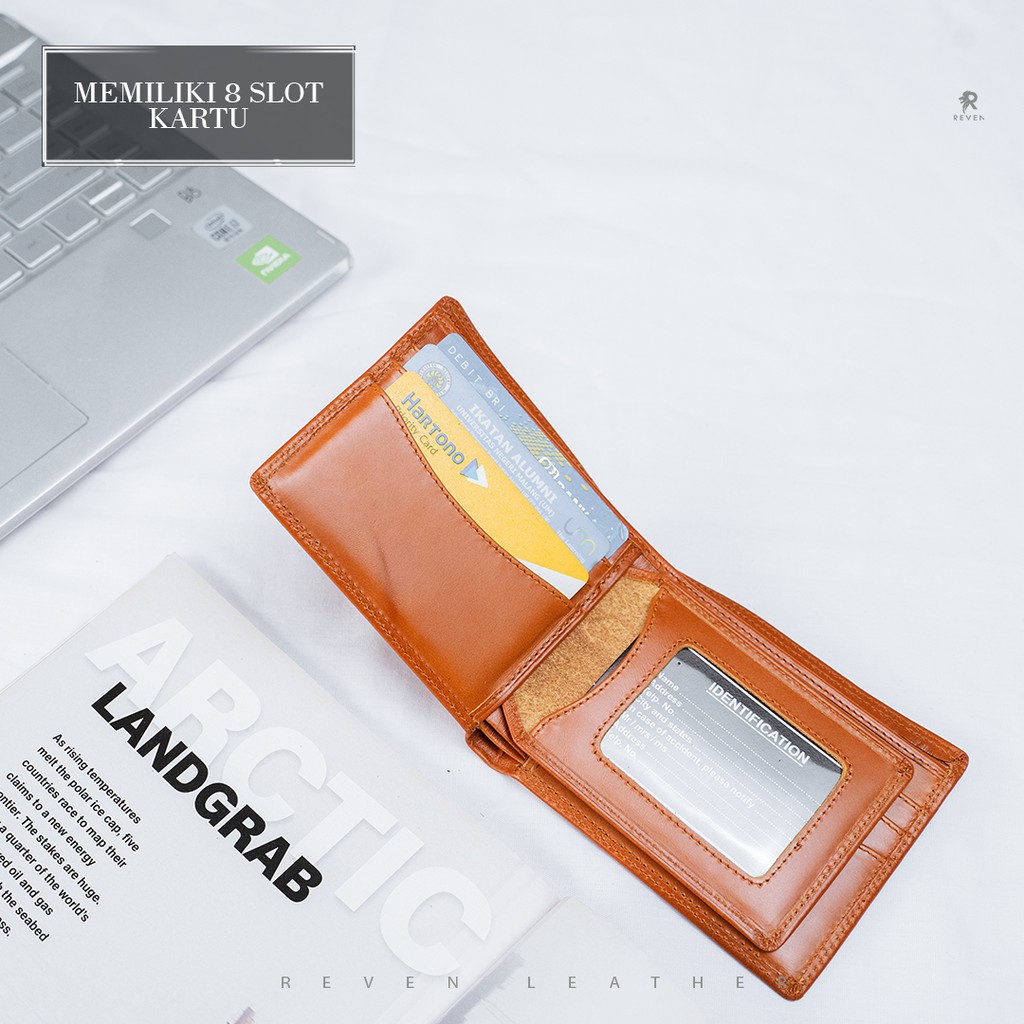 Dompet Lipat Kulit Pria Branded Reven Atlas Leather Wallet Bahan 100% Kulit Sapi Asli Original Premium Cowok Keren Terbaru