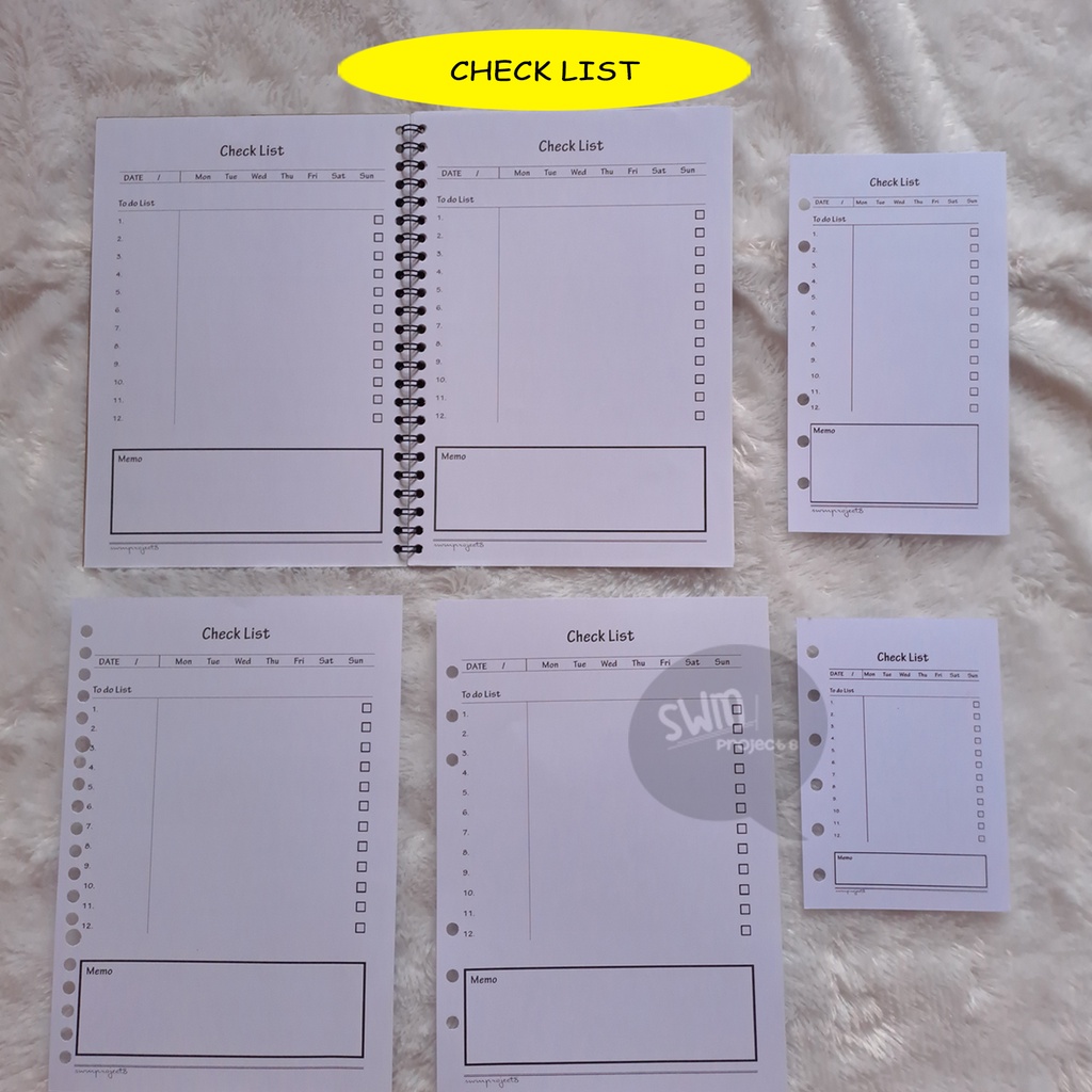 

[BUY5 FREE1] planner check list - notebook spiral refill loose leaf kertas isi binder filler journal daily A5 A6 A7 6ring 20ring