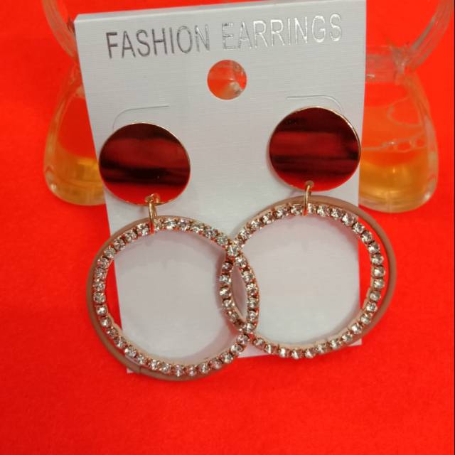 Anting Bulat lapis warna coklat,
