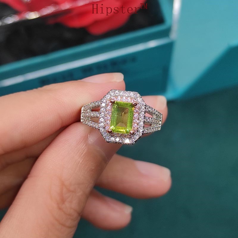 Natural Peridot Ring Women's Opening