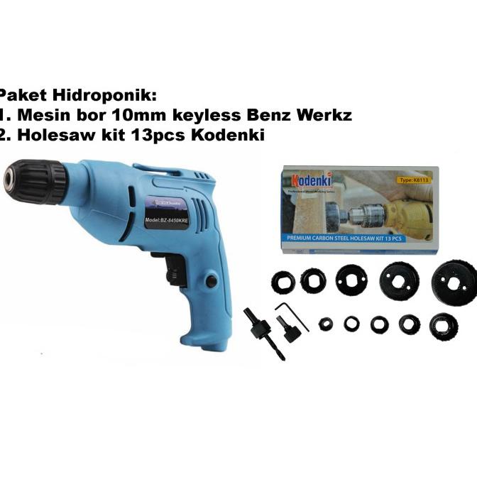 Best Product Paket Hidroponik Mesin Bor 10mm Keyless Dan Mata Bor Paralon Pvc - Paket Hydroponic Mer