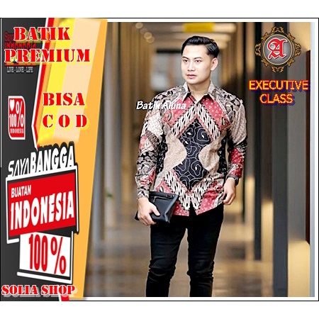 W008 Baju Batik Pria  Kemeja Undangan Pesta Kerja  Lengan Panjang  Premium Original