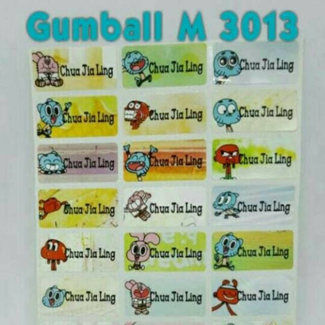 

Label nama waterproof Gumball.