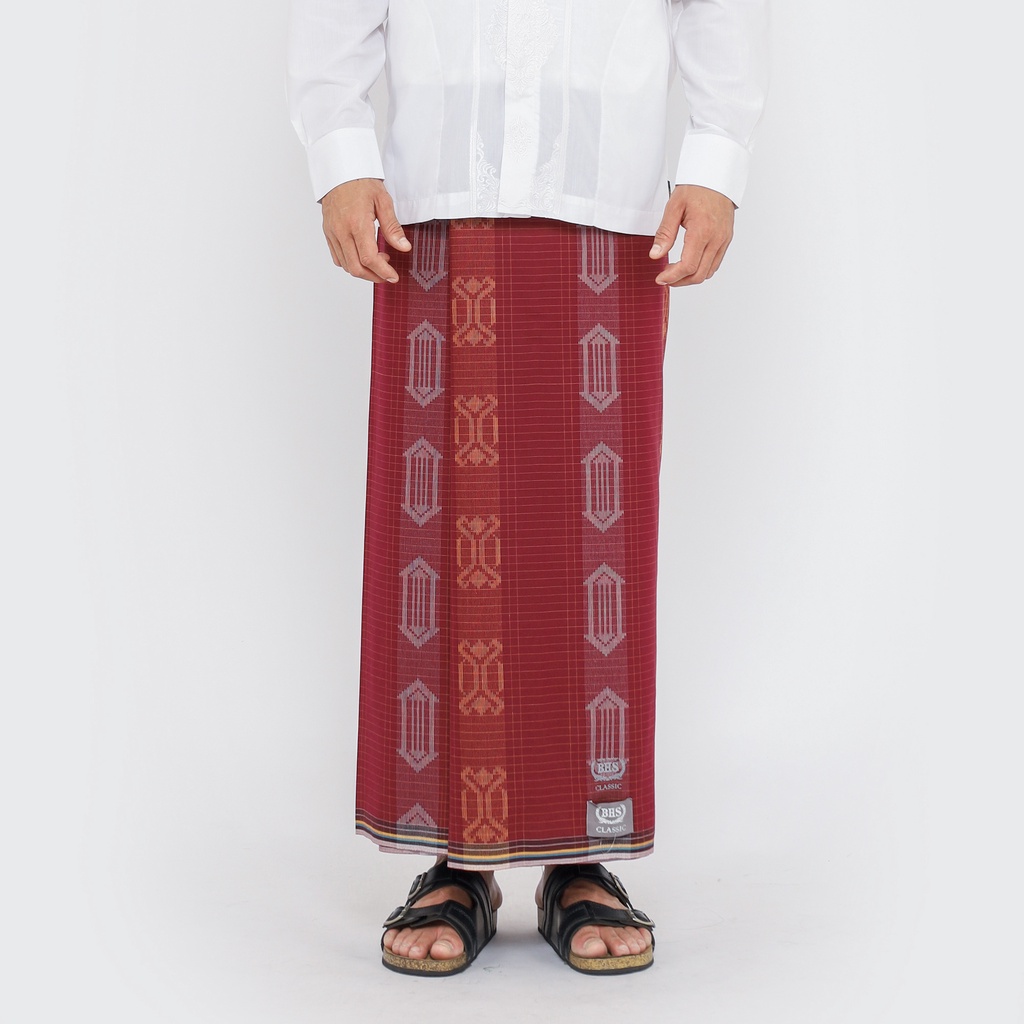 Sarung BHS Classic Silver Motif DKB Merah Tua / BHS DKB