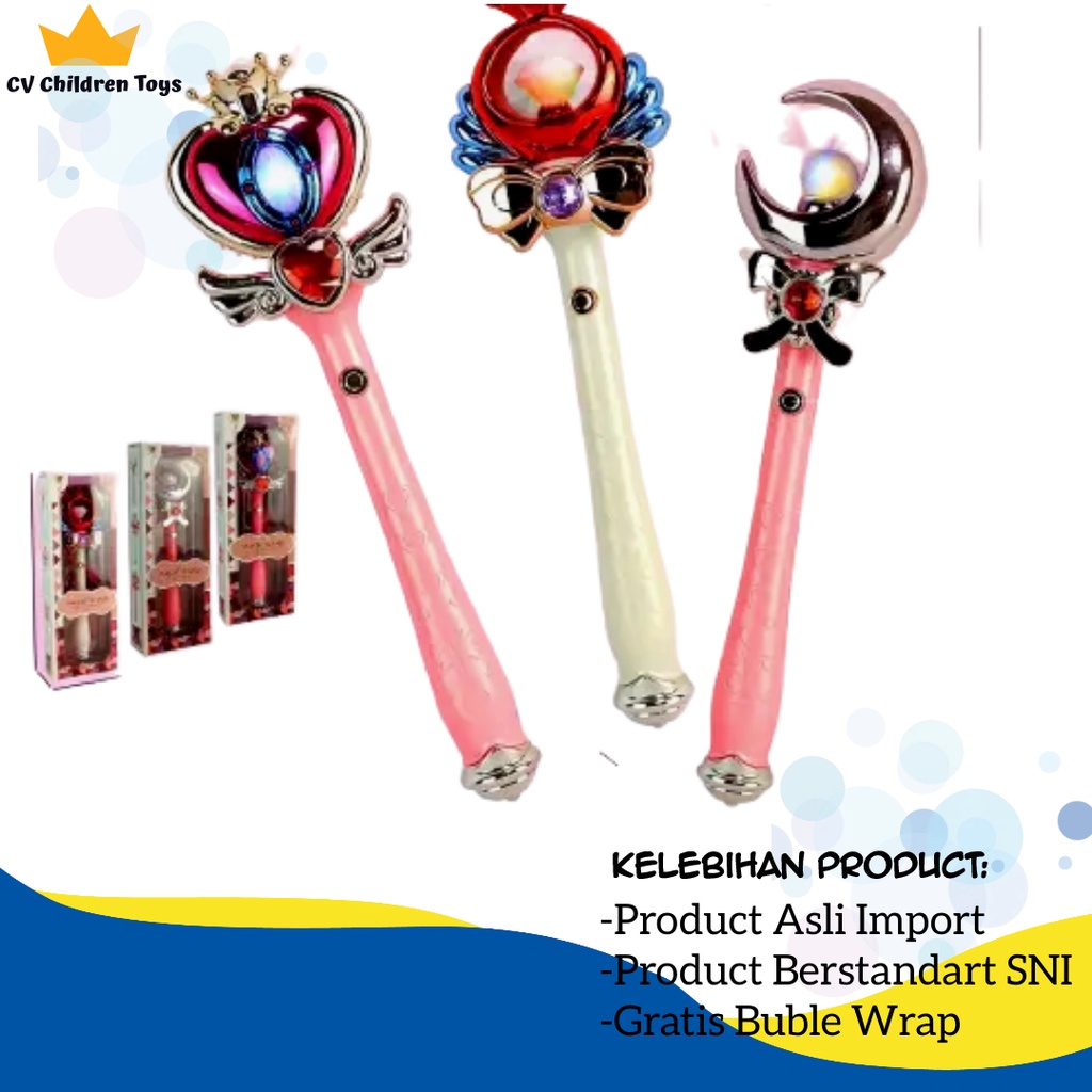 

MURAH BRO1370 Mainan Anak Tongkat Sihir Peri Bidadari Musik Lampu Ajaib Magic Wand Princess Sailor Moon Fairy Stick