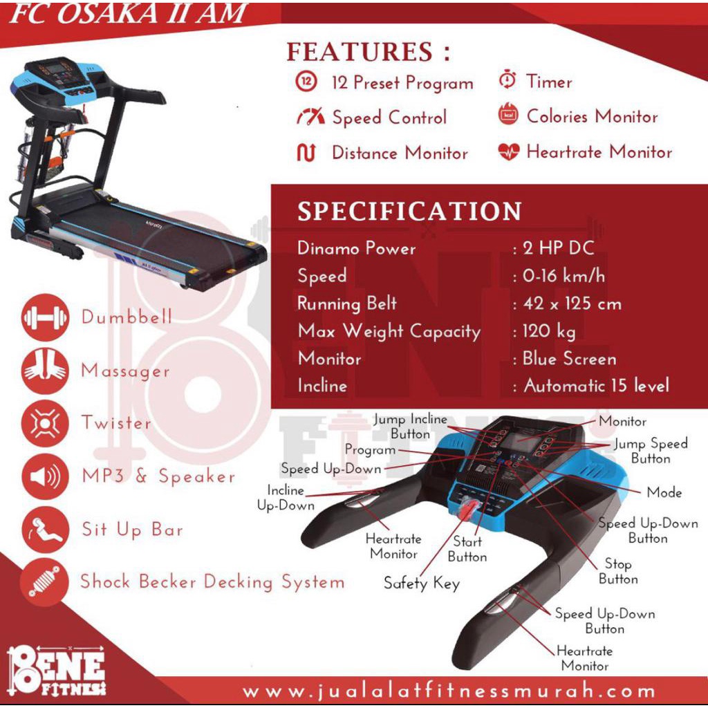 Treadmill elektrik FC Sapporo | FC Osaka M | FC Osaka AM | FC Fuji M | FC FUJI AM alat fitness olahraga fitnes lari