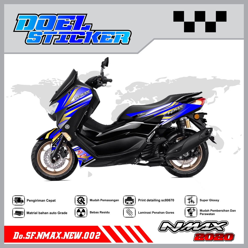 STICKER STRIPING NMAX NEW 2020 - STICKER STRIPING LIST VARIASI HOLOGRAM , CROME YAMAHA NMAX NEW 2020 DOEL 002