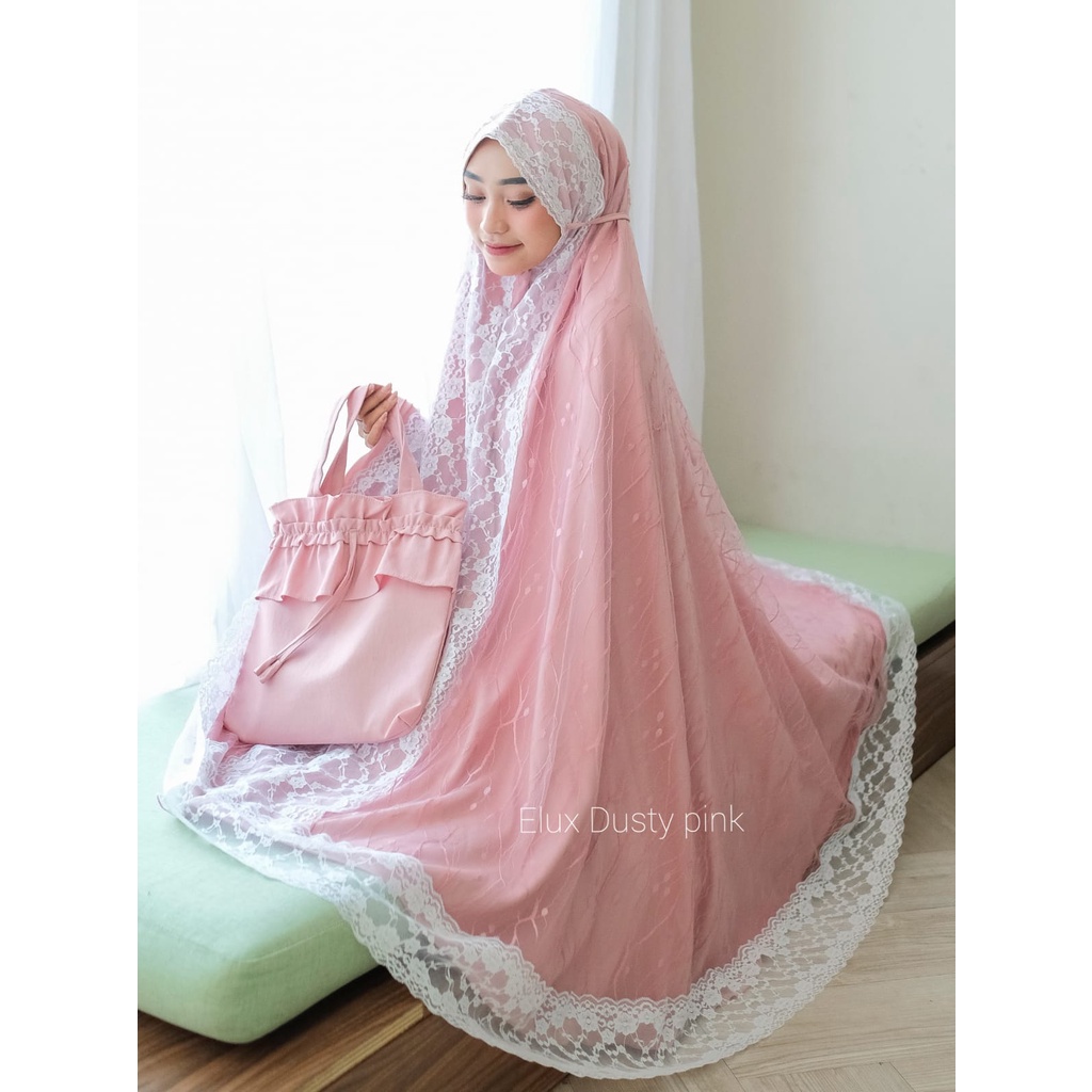 Mukena Eiffel Lux Dalanova Ori/Mukena Elux/Mukena Hantaran Seserahan/Mukena Free Tas/Mukena Tulle