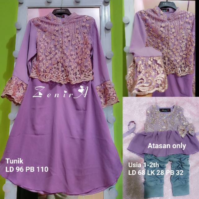 TERMURAH!! TUNIK mom n kid Lavender / Tunik busui / Tunik kondangan / tunik brukat