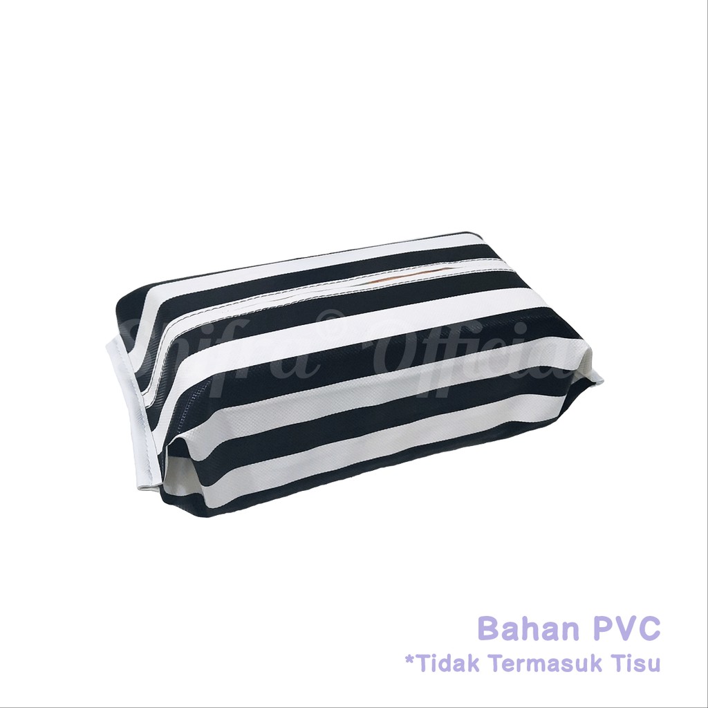 Shifra Pouch Tempat Tissue Kanvas PVC Pattern Daun Paris (TIDAK TERMASUK TISSUE)