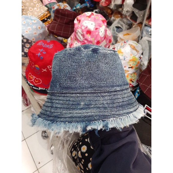 Topi Bucket Canvas Topi Bucket Pria Wanita Dewasa Bucket Motif Daun Putri Malu Original