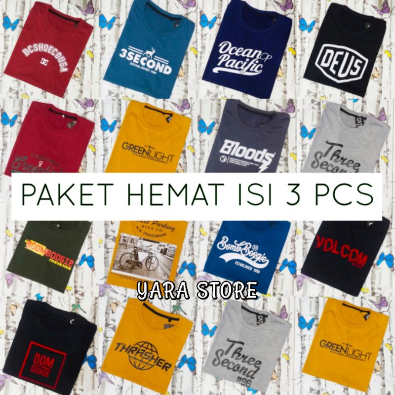 PAKET  ISI 3 PCS KAOS PRIA DEWASA UKURAN M L XL XXL TERBARU