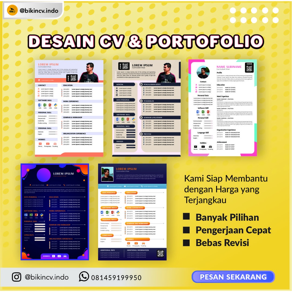 CV | Portofolio | Daftar Riwayat Hidup | Lamaran Kerja | Curriculum Vitae | Resume | Jasa Desain CV 