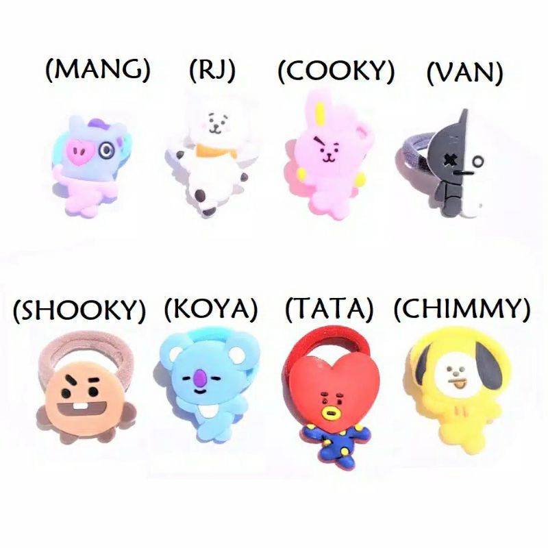 Ikat Rambut BTS BT21 KPOP Karakter Bahan Latex Raisin / Karet Rambut Karakter Korea / Tiki