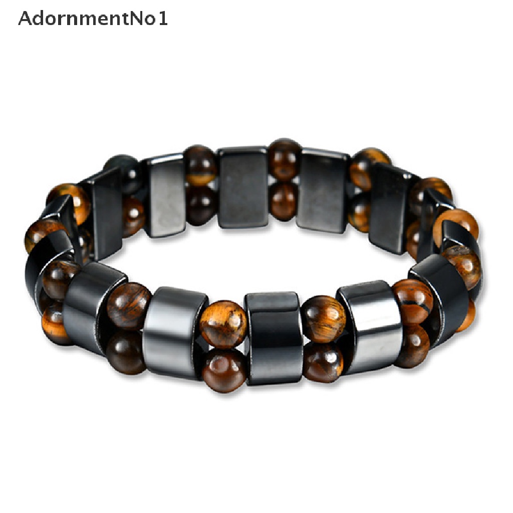 (AdornmentNo1) Gelang Tangan Batu Hematite Magnetik Warna Hitam Untuk Terapi Kesehatan / Menurunkan Berat Badan