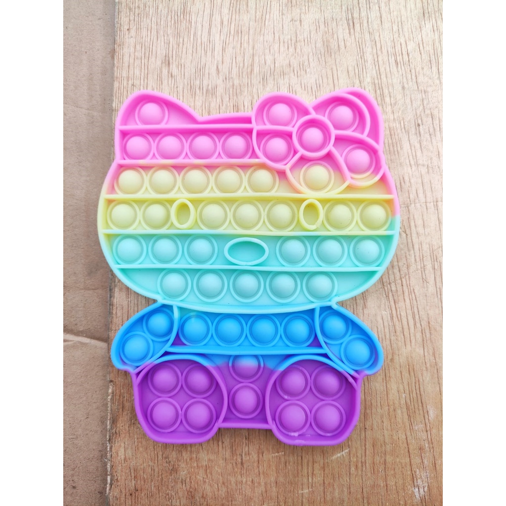 LYSASHOP -  Pop It BESAR AMONG US DINO UNICORN SEGIEMPAT JUMBO RAINBOW PUZZLE MAINAN EDUKASI ANAK-HelloKitty Pastel
