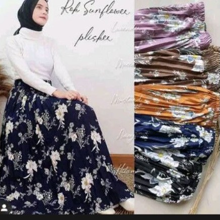Gratis Ongkir Rok Plisket Premium | Cod Rok Plisket Motif Bunga | Hot Item Rok Plisket Motif  Bunga 
