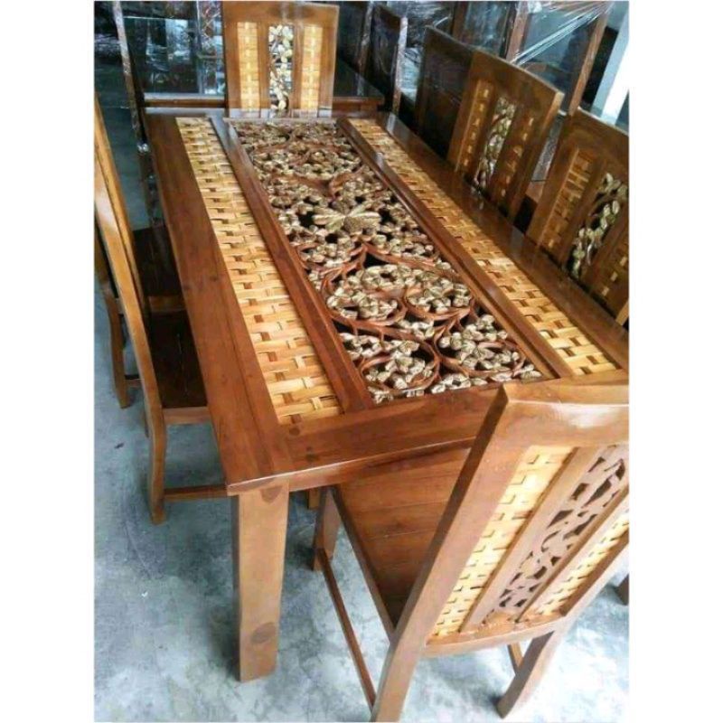 Meja makan kayu jati murah / meja makan kepang kalpataru