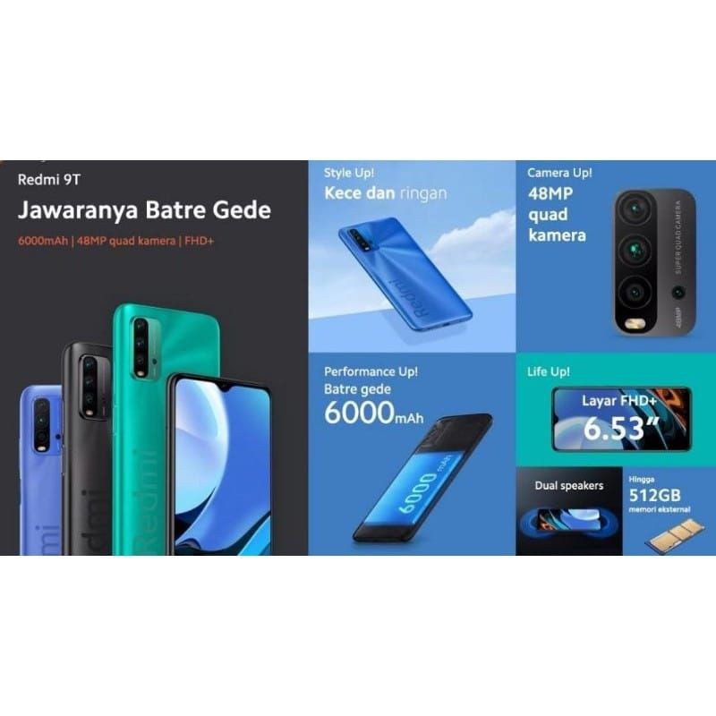 HP XIAOMI REDMI 9T RAM 6/128GB, RAM 4GB ROM 64GB, SNAPDRAGON 662,BATERAI 6000MAH GARANSI RESMI-4