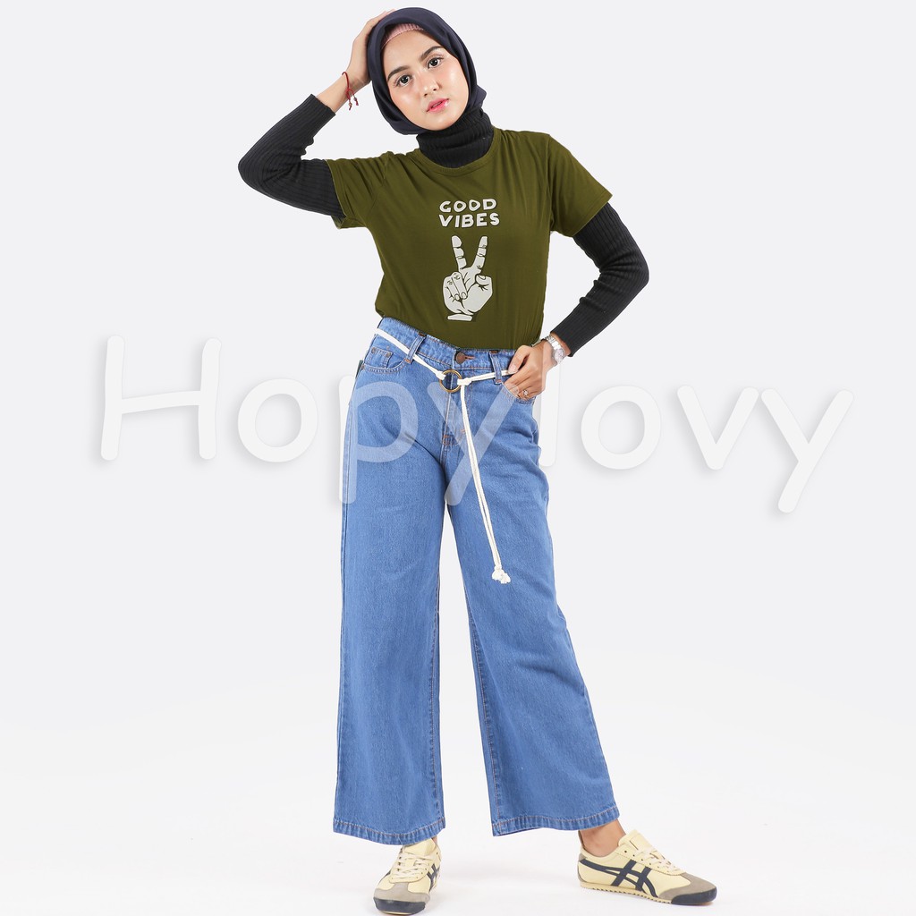 HOPYLOVY - Celana Kulot Jeans Wanita BF Neola