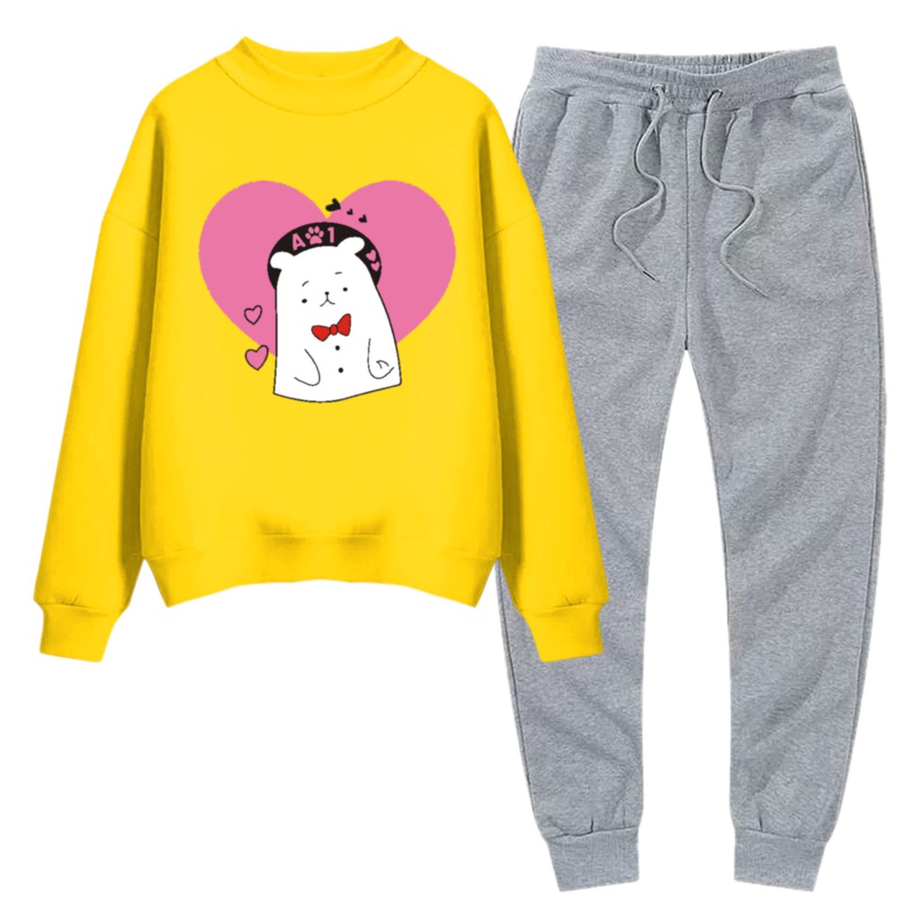 BESS - Baju Setelan Wanita Murah / Setelan Sweater + Jogger Abu - A1