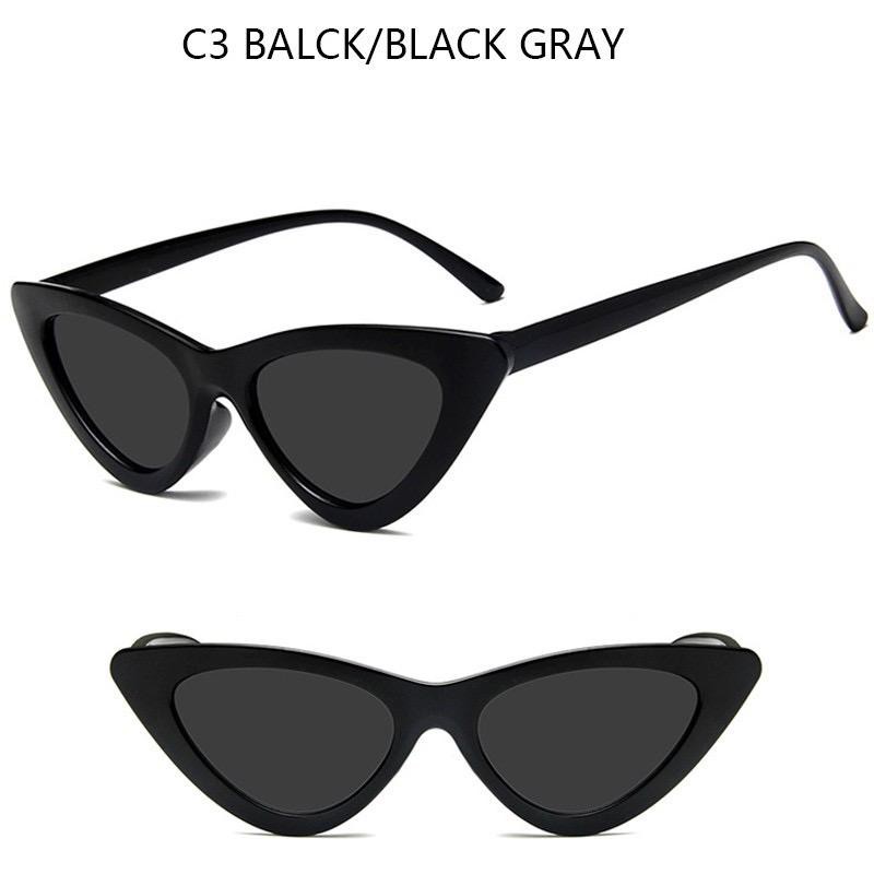 Dennos GS-08 kacamata Cat eye Triangle Segitiga wanita Sunglasses-HITAM HITAM