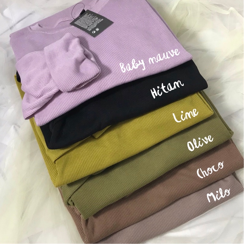 KAOS RIB / KAOS OBLONG POLOS / KAOS POLOS BAHAN RIB / Kaos Rib Premium Lengan Panjang / RIB PREMIUM